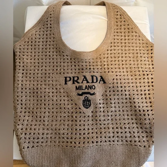 Prada crochet tote, beige - Picture 2 of 5